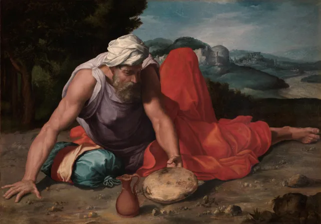 Daniele da Volterra: Il profeta Elia nel deserto 1550 ca., olio su tela. Collezione privata, courtesy Galleria Benappi |  | Studioesseci