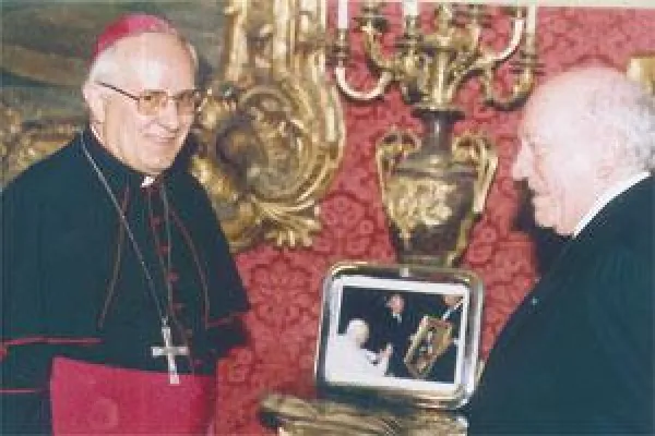 L'arcivescovo Felix del Blanco Prieto nel 2003, presentando le credenziali all'allora presidente di Malta Guido de Marco
 / Times of Malta