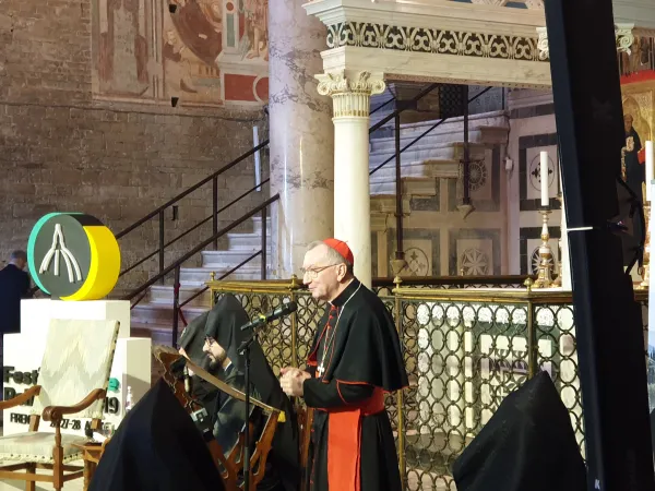 Il Cardinale Pietro Parolin durante il suo intervento al Festival delle Religioni, San Miniato, Firenze, 27 aprile 2019 | AG / ACI Group