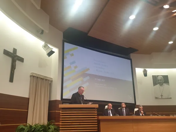 Cardinale Pietro Parolin | Il Cardinale Pietro Parolin durante la presentazione del Bilancio Sociale del Bambino Gesù, 24 luglio 2019 | AG / ACI Group