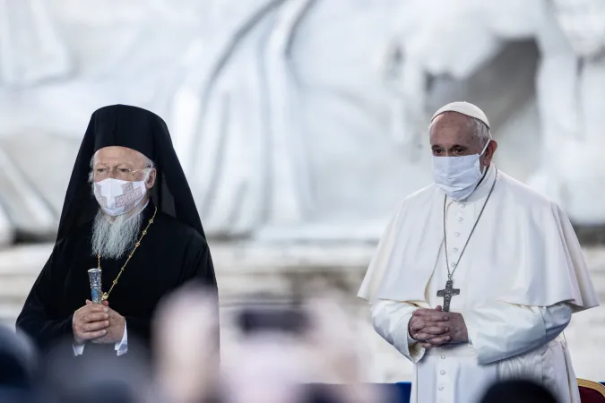 Papa Francesco e il Patriarca Bartolomeo al Campidoglio di Roma per l'incontro per la pace 