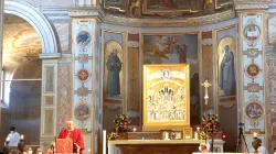 Il Cardinale Leonardo Sandri celebra a San Bartolomeo all'Isola la Messa votiva per i martiri di Bulgaria, 1 febbraio 2021 / AG / ACI Group