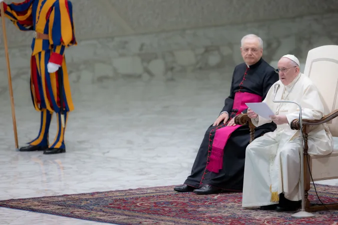 Papa Francesco, udienza generale | Papa Francesco durante l'udienza generale, Aula Paolo VI, 18 agosto 2021 | Daniel Ibanez / ACI Group