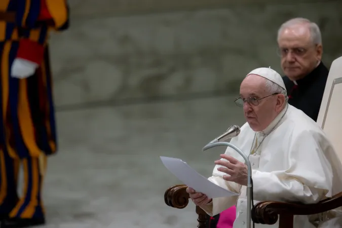 Papa Francesco, udienza generale | Papa Francesco durante l'udienza generale del 29 dicembre 2021 | Daniel Ibanez / ACI Group