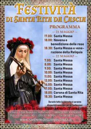 Locandina festività Santa Rita a Trastevere |  | Araldi del Vangelo