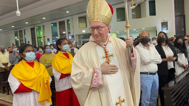 Cardinale Pietro Parolin | Il Cardinale Parolin celebra Messa nella chiesa di St. Mary, Dubai, 17 marzo 2022 | Vicariato Apostolico dell'Arabia del Sud