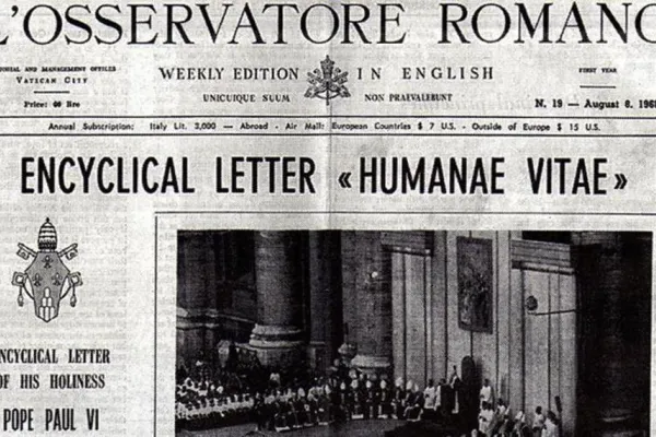 La copertina dell'Osservatore Romano in lingua inglese che nel 1968 annunciava la pubblicazione dell'enciclica Humanae Vitae  / PD 