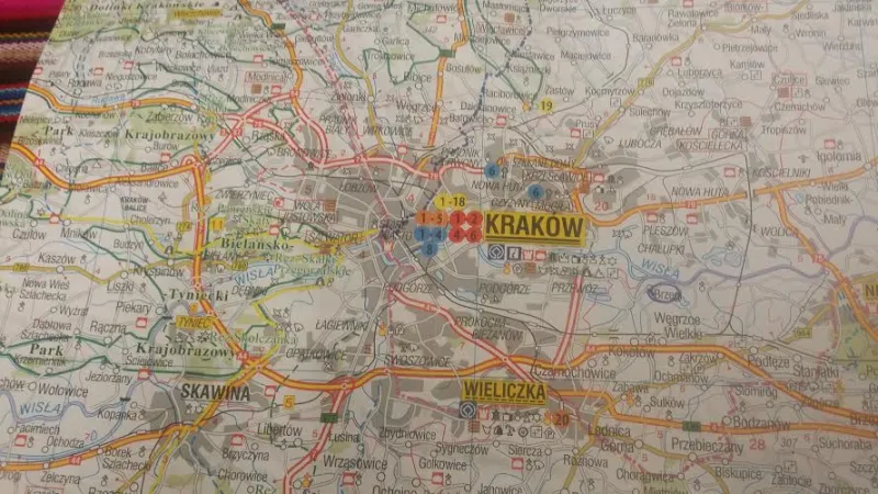 Cartina di Cracovia | Cartina di Cracovia nel Centro del Comitato Organizzatore della GMG | Andrea Gagliarducci / ACI Stampa