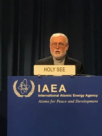 Arcivescovo Gallagher | L'arcivescovo Gallagher durante il suo intervento all'AIEA, Vienna, 16 settembre 2019 | Missione Permanente della Santa Sede a Vienna