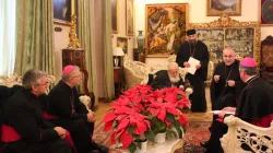 L'incontro tra l'arcivescovo Bettencourt, il vescovo Pasotto e il Patriarca Ilia lo scorso 17 dicembre  / FB