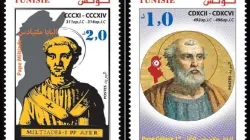 Due dei tre francobolli emessi in onore dei Papi africani  / Poste tunisine