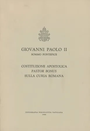 La copertina della Costituzione Apostolica Pastor Bonus di San Giovanni Paolo II  | PD