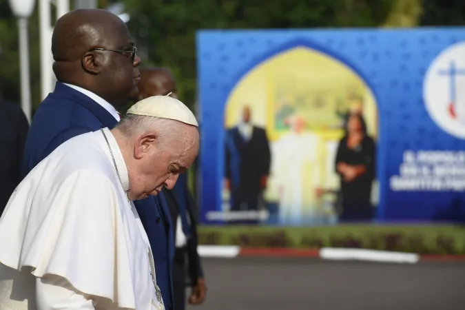 Papa Francesco con il presidente Tshisekedi al Palais de Nations a Kinshasa, 31 gennaio 2023 | Vatican Media / ACI Group
