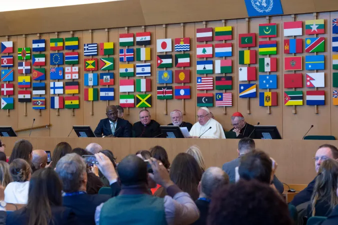 Papa Francesco durante la sua visita alla FAO del 14 febbraio 2019 | Vatican Media / ACI Group