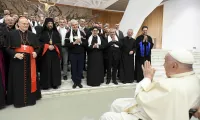 Papa Francesco saluta i pellegrini di Ungheria in Aula Paolo VI, 25 aprile 2024 / Vatican Media / ACI Group