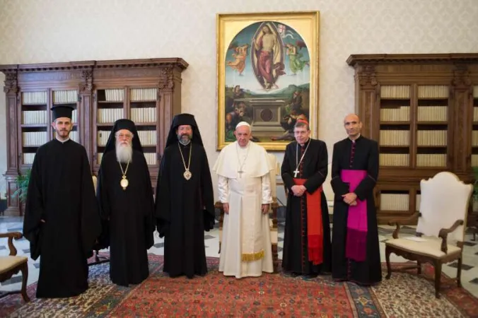Papa Francesco riceve una delegazione del Patriarcato ecumenico di Costantinopoli in occasione della Festa dei Santi Pietro e Paolo, 28 giugno 2018 |  | Vatican Media / ACI Group