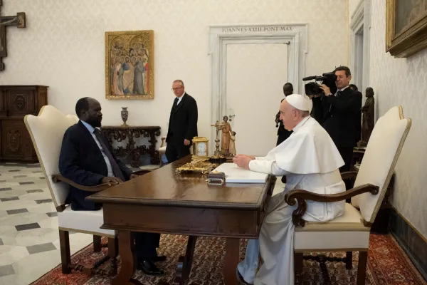 L'incontro tra Papa Francesco e il presidente del Sud Sudan lo scorso 16 marzo / Vatican Media / ACI Group