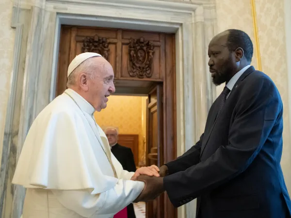 Papa Francesco e Sala Kiir | Papa Francesco incontra il presidente del Sud Sudan Salva Kiir, Palazzo Apostolico Vaticano, 16 marzo 2019 | Vatican Media / ACI Group
