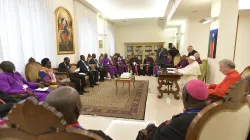 Papa Francesco alla fine del ritiro spirituale per il Sud Sudan, Domus Sanctae Marthae, 11 aprile 2019 / Vatican Media / ACI Group