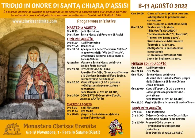 Locandina evento |  | Clarisse eremite Fara in Sabina