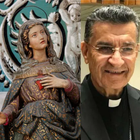 Il Cardinale Boutros Bechara Rai, patriarca dei maroniti euna statua del Cuore Immacolato di Maria
 | Cathopic / Vatican News