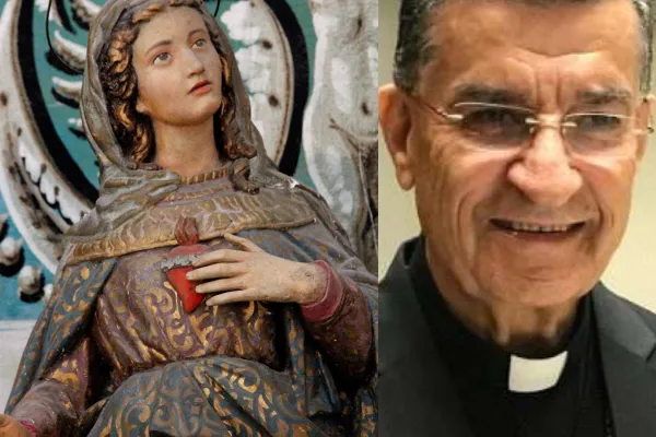 Il Cardinale Boutros Bechara Rai, patriarca dei maroniti euna statua del Cuore Immacolato di Maria
 / Cathopic / Vatican News