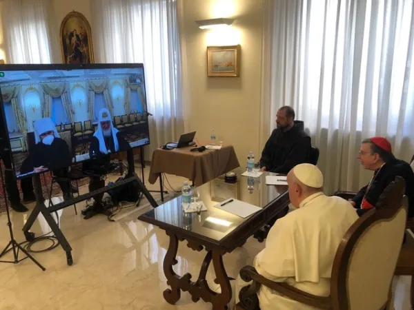 La videoconferenza del Papa e Kirill |  | Vatican Media 