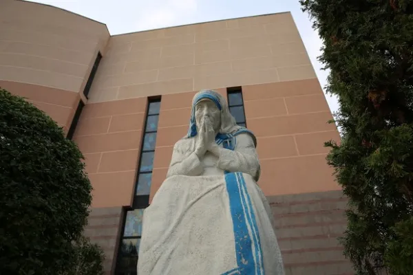 La statua di Madre Teresa davanti alla Cattedrale di Tirana  / CNA/- Daniel Ibáñez 
