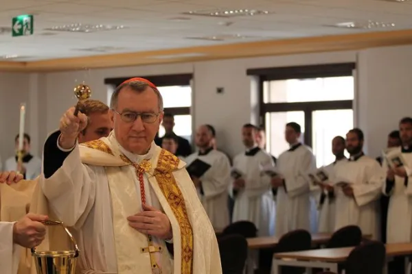 Il Cardinale Pietro Parolin, segretario di Stato vaticano, durante una messa celebrata al North American College / Bohumil Petrik / CNA 
