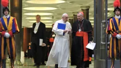 Il Cardinale Pietro Parolin con Papa Francesco dopo una Congregazione dell'ultimo Sinodo dei Vescovi / Marco Mancini/ Aci group