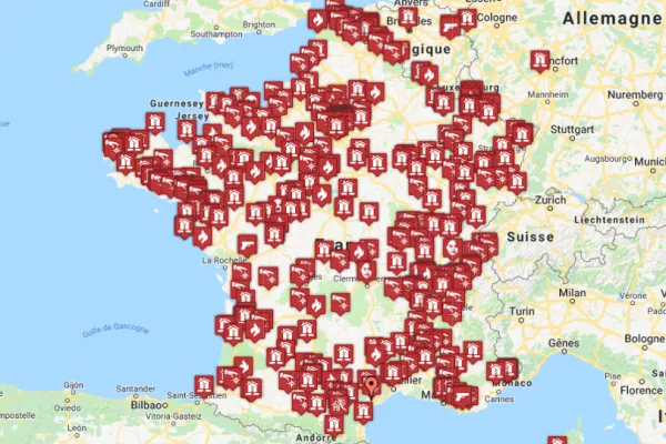 Mappa interattiva degli attacchi anti-cristiani in Francia / InfoCatho