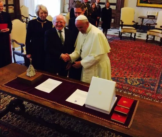Papa Francesco e il Presidente d'Irlanda Higgins |  | Pagina twitter di Christopher Lamb