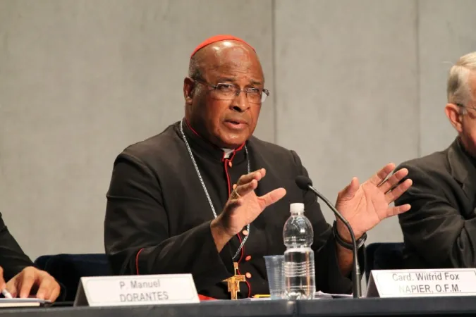 Cardinal Wilfried Fox Napier | Il Cardinal Wilfried Fox Napier di Durban in un briefing del Sinodo 2014  | CNA archives