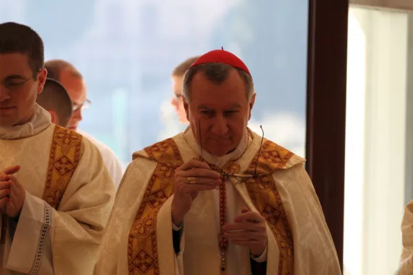 Il Cardinale Parolin mentre celebra una Messa  / Bohumil Petrik / CNA 