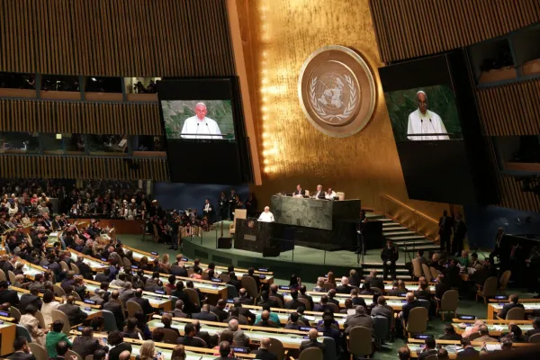 L'assemblea generale delle Nazioni Unite durante il discorso di Papa Francesco / Alan Holdren / CNA