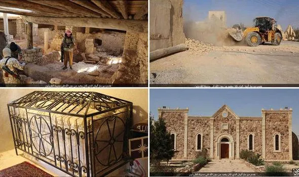 Mar Elian | Immagini della distruzione del monastero di Mar Elian da parte dell'ISIS e come era prima della profanazione | Twitter