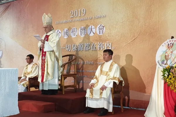Il Cardinale Filoni durante la Messa conclusiva del Congresso Eucaristico di Taiwan, 1 marzo 2019 / Vatican News