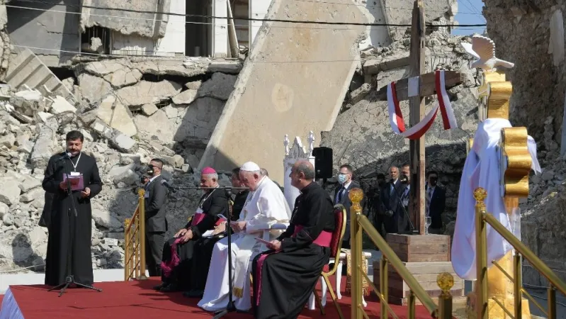 Papa Francesco durante l'incontro interreligioso a Ur, 6 marzo 2021 | Vatican Media / ACI Group