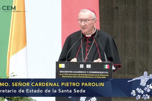 Un momento della Conferenza del Cardinale Parolin in Messico lo scorso 26 aprile, dal video della Conferenza Episcopale Messicana / Vatican News 