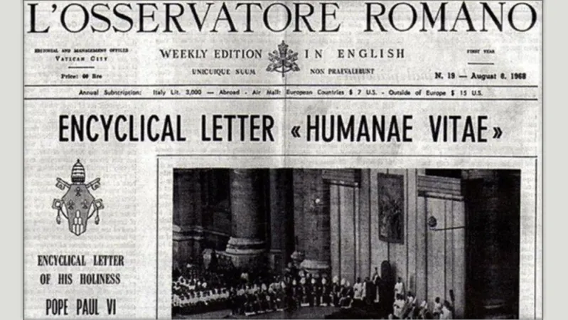 Humanae Vitae | La prima pagina dell'Osservatore Romano edizione inglese che annunciava la promulgazione dell'Humanae Vitae | Vatican News 