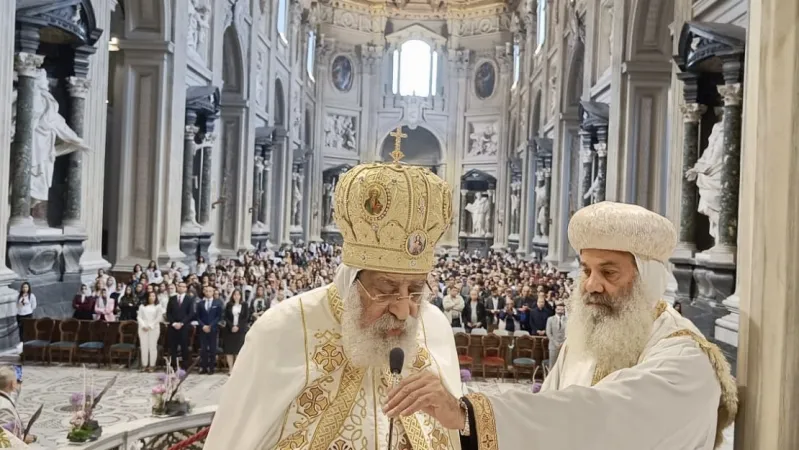 Papa Tawadros II durante la Divina Liturgia in San Giovanni in Laterano, 14 maggio 2023 | DPUC