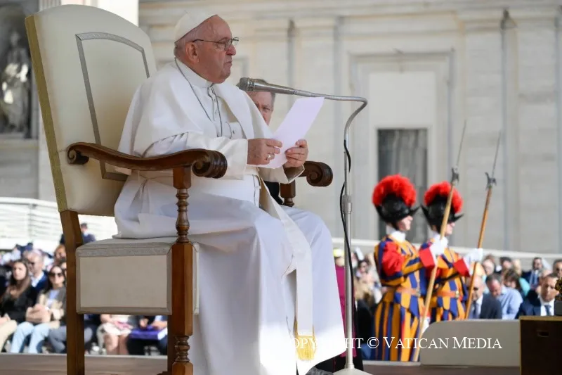 Papa Francesco durante un'udienza