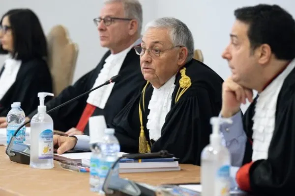 Il presidente del Tribunale Vaticano Giuseppe Pignatone durante il processo sulla gestione dei fondi della Segreteria di Stato / Vatican Media