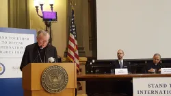 Il Cardinale Parolin parla al simposio "Stand Together to Defend International Religious Freedom", Ambasciata USA presso la Santa Sede, 3 aprile 2019 / @Twitter IsraelinHolySee