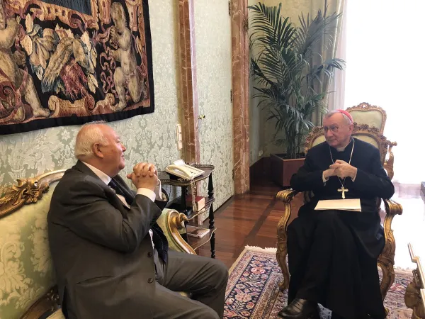 Il Cardinale Parolin con l'alto rappresentante UNAOC Miguel Moratinos | Twitter @UNAOC
