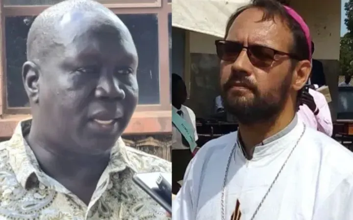 John Mathiang (sinistra) e Christian Carlassare (a destra). |  | Ginaba Lino/Juba/South Sudan/ Catholic Diocese of Rumbek