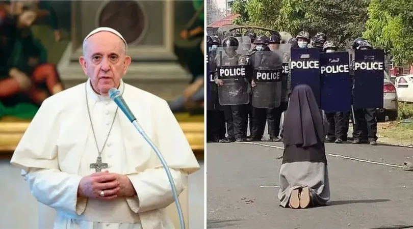Papa Francesco durante una Udienza Generale e Suor Ann Un Thawng | Vatican Media