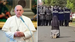 Papa Francesco durante una Udienza Generale e Suor Ann Un Thawng / Vatican Media