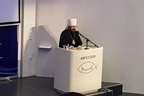 Il Metropolita Hilarion durante il suo discorso alla conferenza Christianity Connects, Budapest, Ungheria, 6 settembre 2019  / da Twitter 