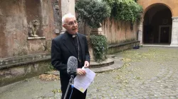 Il cardinale Fernando Filoni, Gran Maestro dell'Ordine Equestre del Santo Sepolcro, presenta l'iniziativa, 14 maggio 2020 / VaticanNews
